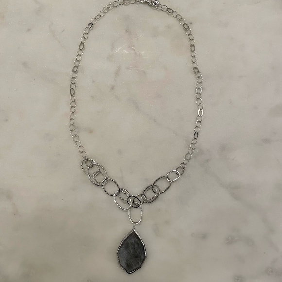 Silpada 925 Sterling Silver and Gray Stone Pendant 24” Necklace - Picture 2 of 3